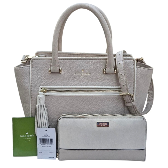 kate spade Handbags - Kate Spade | Laurel Way Satchel and Large Wallet Set | Cement | Womens | Leather